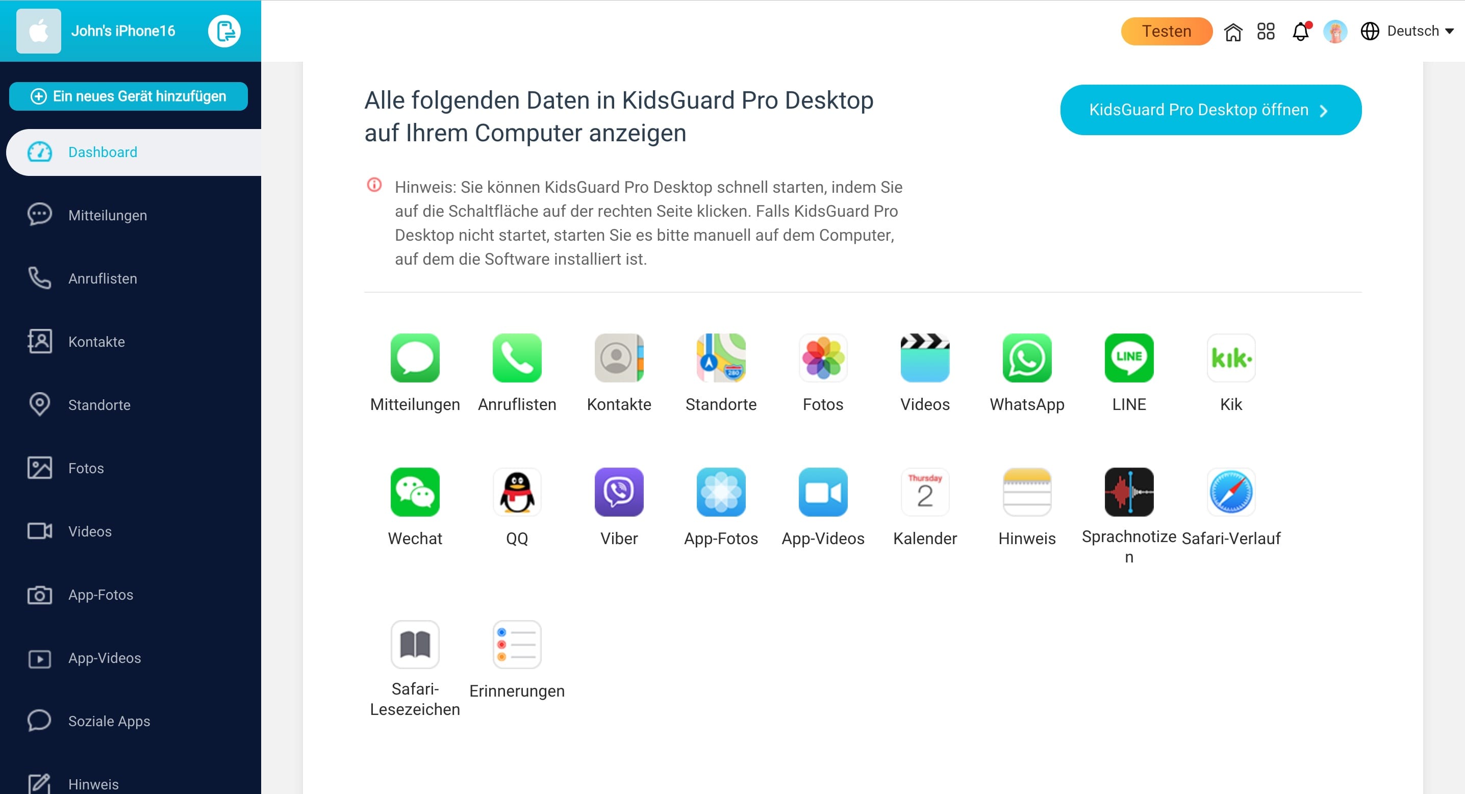 KidsGuard Pro für iOS (iCloud) Screenshot