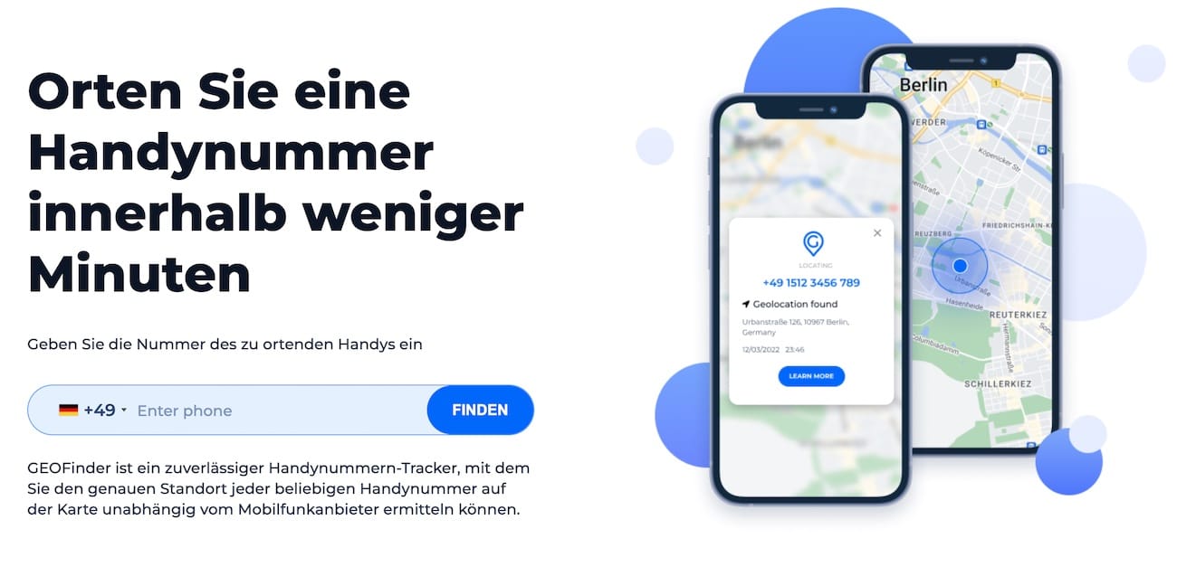 GEOfinder Dashboard mit Standortverlauf