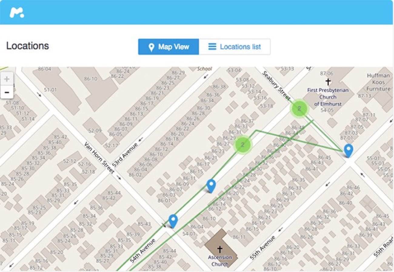 mSpy Standort-Kartenansicht mit Pin